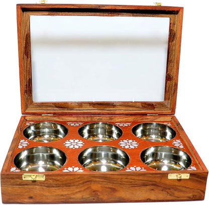 Wooden Spice Box Multipurpose Utility Table Top Glass Top Masala Dabba by NAVIROCK
