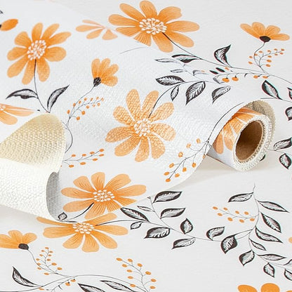 RAY STAR Shelf Liner, 18 Inch x 8 Feet Non Adhesive Daisy Floral Printed by RAYSTAR