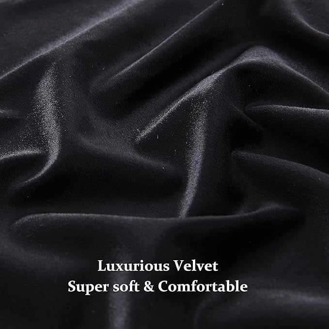 BULBUL Luxury Black Velvet Curtains 63 inch Elegant Living Room Curtain - Image 5