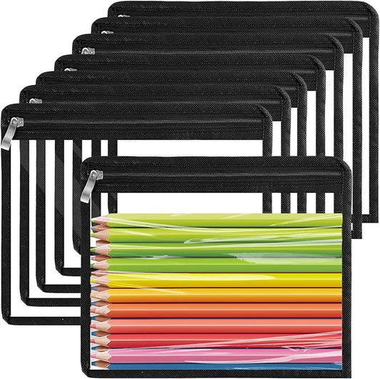 8 Pcs Clear Zipper Pouches, PVC Waterproof Makeup Pouch Envelopes Folder Storage by Cabaubl