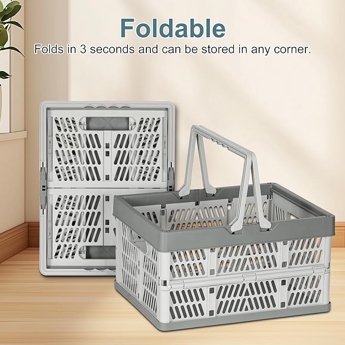 Heavy Duty Plastic Milk Crates for Storage, Collapsible Shopping Basket - Image 5