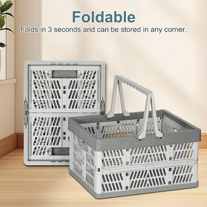 Heavy Duty Plastic Milk Crates for Storage, Collapsible Shopping Basket - Image 5