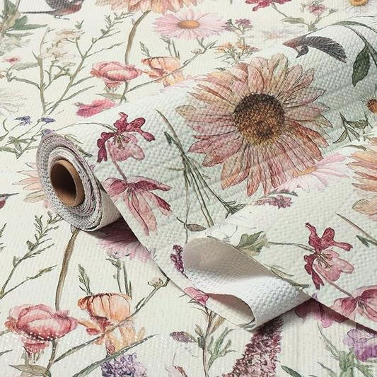 Floral Drawer and Shelf Liner for Kitchen Cabinets Non-Adhesive Drawer Liner by Vuacepe