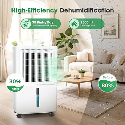 Dehumidifiers for Home with Drain Hose, 55 OZ Water Tank, 2500 Sq.Ft 35 Pints - Image 3