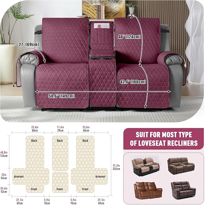 TAOCOCO 100% Waterproof Loveseat Recliner Cover - Image 3