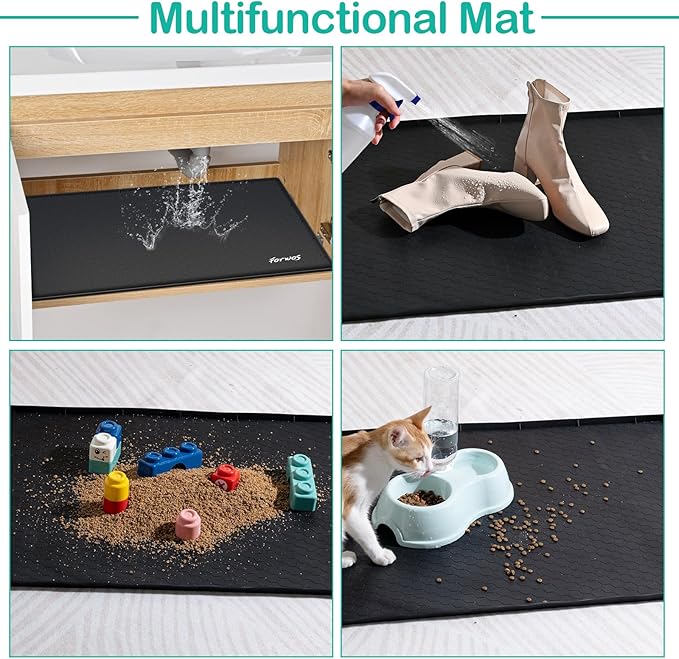 Waterproof Under Sink Mat 34" x 22", Silicone Cabinet Liner, Rubber Protector - Image 5