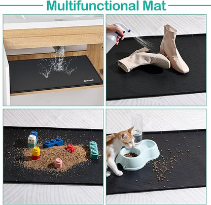 Waterproof Under Sink Mat 34" x 22", Silicone Cabinet Liner, Rubber Protector - Image 5
