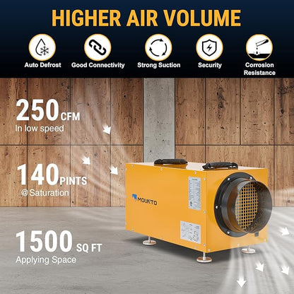 MOUNTO 140 PPD Crawl Space Dehumidifier – Commercial Basement Dehumidifier - Image 6