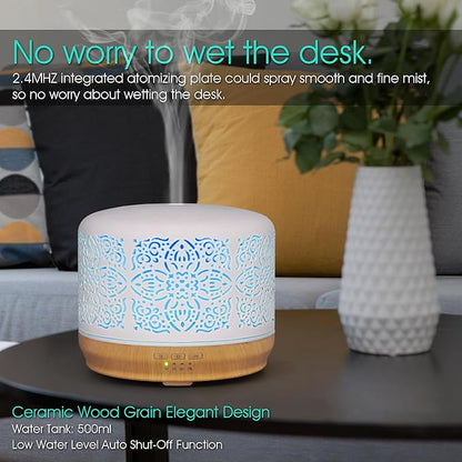 Earnest Living Essential Oil Diffuser White Ceramic Diffuser 500 ml Timers - Image 6