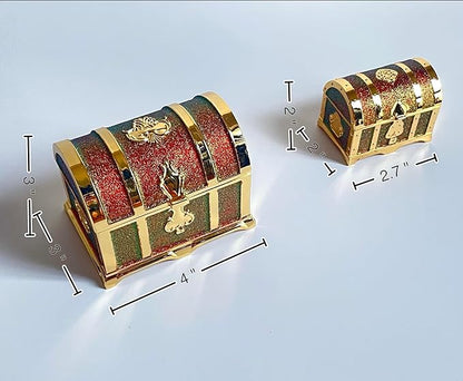 Retro Jewelry Box Arched Vintage Rectangular Metal Chest Necklace Ring Earrings - Image 3