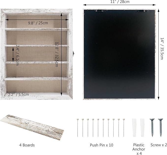 Shadow Box Frame with Removable Shelves, Coins Military Medals Pins Wedding - Image 6