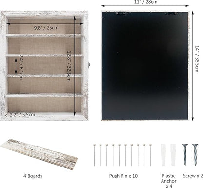 Shadow Box Frame with Removable Shelves, Coins Military Medals Pins Wedding - Image 6