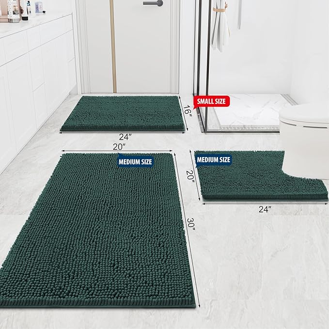 Smiry Luxury Chenille Bathroom Rugs 47x20, Extra Soft and Absorbent Shaggy Bath - Image 2
