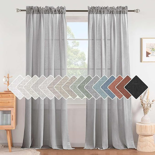 H.VERSAILTEX Dove Living Room Curtains 84 Inch Length 2 Panels Rod Pocket Light by HVERSAILTEX