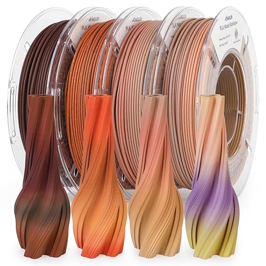 AMOLEN Wood Pla 3D Printer Filament Wood Pla Gradient Matte Finish Bundle 1.75mm by AMOLEN