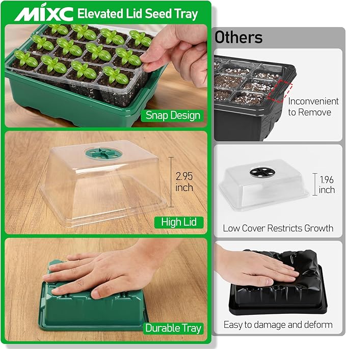 MIXC Seed Starter Tray with Elevated Lid, 120 Cells Seed Starter Kit with - Image 4