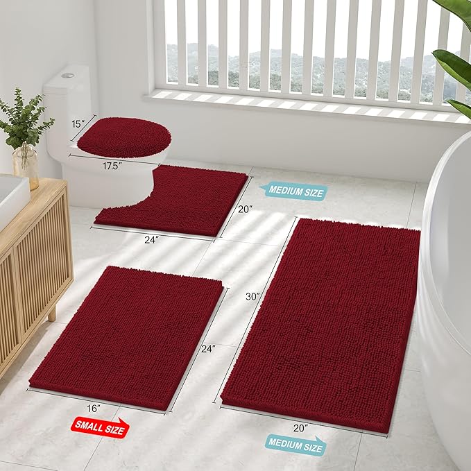 Smiry Luxury Chenille Bathroom Rugs 24x16, Extra Soft and Absorbent Shaggy Bath - Image 2