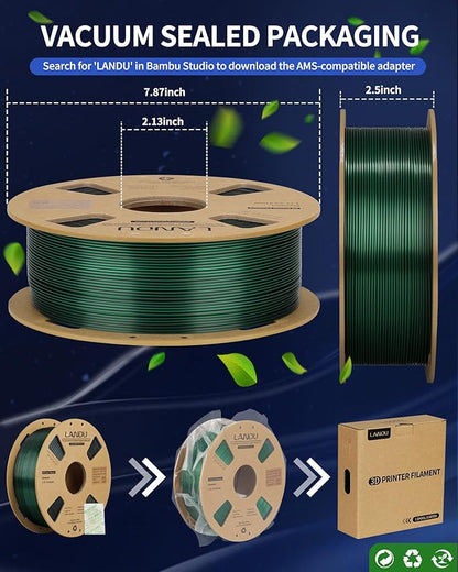 LANDU Silk Dual Color PLA Filament 1.75mm 1KG, 3D Printer Filament Dimensional - Image 6