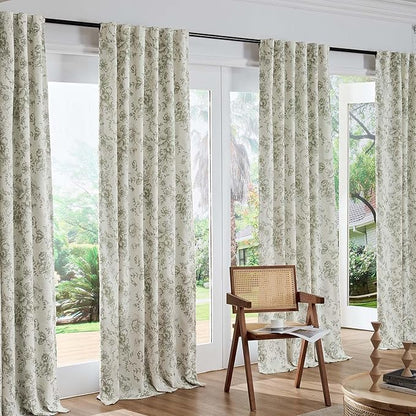 jinchan Blackout Curtains Linen Blend Floral Curtain - Image 7