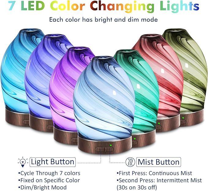 Essential Oil Diffuser Aromatherapy Diffuser -150ml Art Glass Aroma Diffuser - Image 3