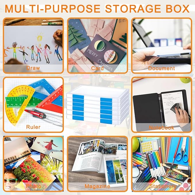 6 Pack A4 File Portable Project Case, Plastic Storage Box - Image 5