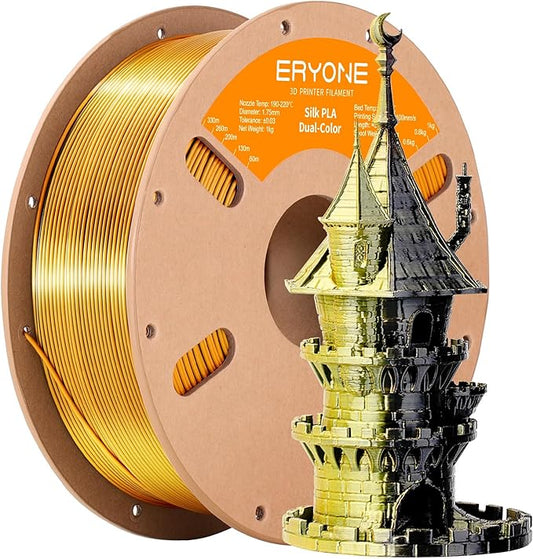 ERYONE Silk Dual Color PLA Filament 3D Printer 1.75mm +/- 0.03mm, Bicolor by ERYONE