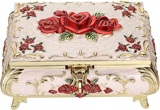 Hipiwe Metal Decorative Jewelry Box Vintage Treasure Chest Case Ornate Trinket by Hipiwe