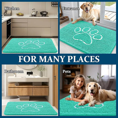 OLANLY Dog Door Mat for Muddy Paws 24x16, Paw Print Design, Absorbs Moisture - Image 8