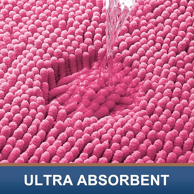 Smiry Luxury Chenille Bathroom Rugs 44x24, Extra Soft and Absorbent Shaggy Bath - Image 4