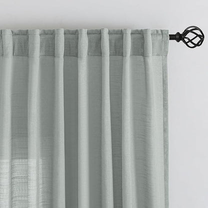 Real Linen Textured Curtains for Boy' Bedroom 64 Inches Long, Light Grey 2 - Image 5