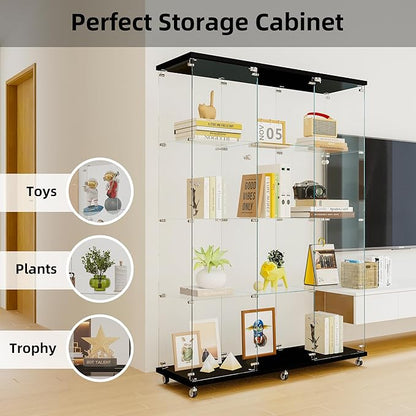 Yoluckea 4 Shelves Glass Display Cabinet Extra Large, Floor Standing Clear - Image 3
