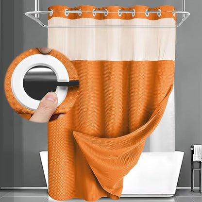 No Hook Shower Curtain and Liner Set by Unknown