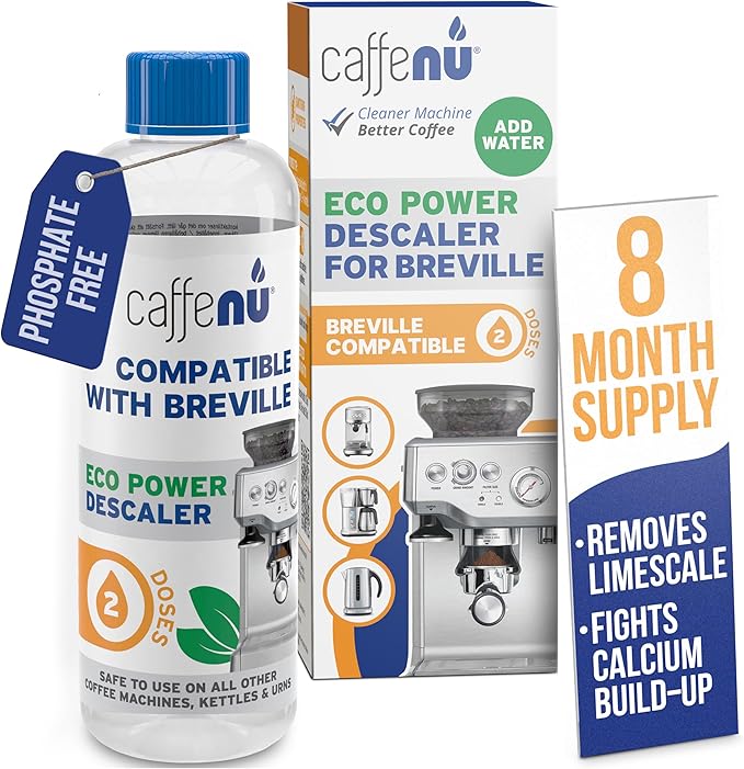 Breville Compatible Descaling Solution. Bottle of Descaler Solution. Descaling by Caffenu
