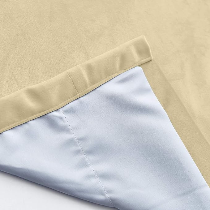 ChadMade Blackout Lined Premium Velvet Curtain Cream 84Wx72L Inch, Eyelet - Image 5