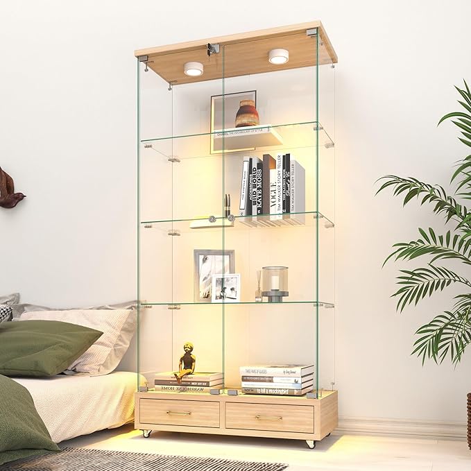 Yoluckea 4 Tier Glass Display Cabinet by Yoluckea
