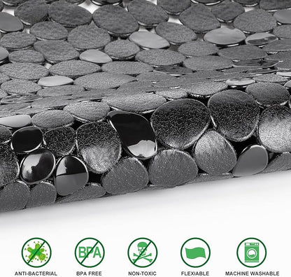 WELTRXE Pebbles Bath Mat for Tub Black Non-Slip Bathtub Mat - Image 2