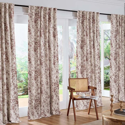 jinchan Blackout Floral Curtains Linen Blend Curtain - Image 7