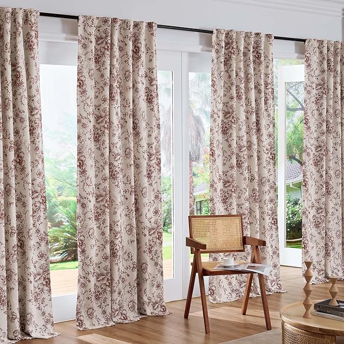 jinchan Blackout Floral Curtains Linen Blend Curtain - Image 7