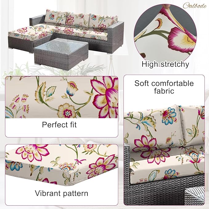 12pcs Single Seat Floral Print Outdoor Sofa Cover, Waterproof Elastic Removable - Image 3