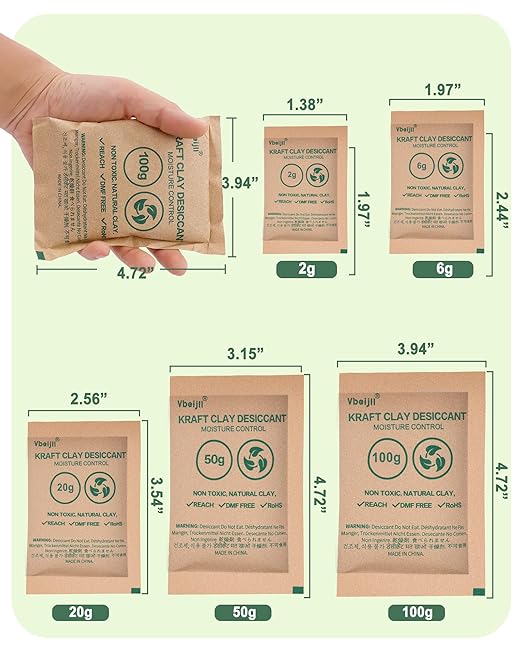 100 Gram Kraft Clay Desiccants Packs, Premium Food Grade Desiccant - Image 7