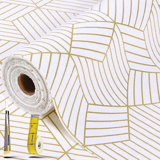 Gold and White Shelf Liners for Kitchen Cabinets Non Adhesive Cabinet Liner by Kimhan