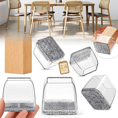 24PCS Rectangular Chair Leg Floor Protectors, Furniture Sliders, Non-Slip Felt by Indemo