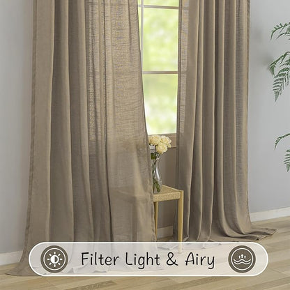 Primitive Linen Curtains 102 inches Long 1 Pair - Image 7