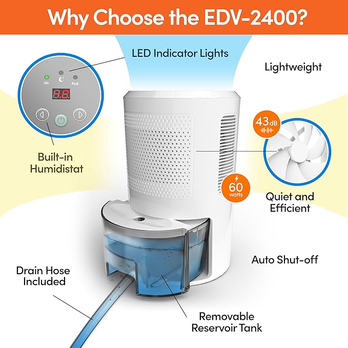 Eva-Dry EDV-2400 Compact and Powerful Dehumidifier | Eliminate Moisture | - Image 4