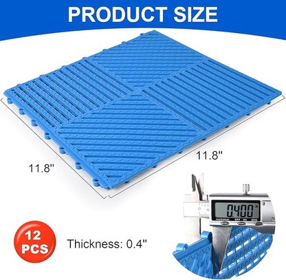 MYFAMIREA Modular Interlocking Cushion 12 Pack 11.8" x 11.8" Rubber Floor Tiles - Image 2