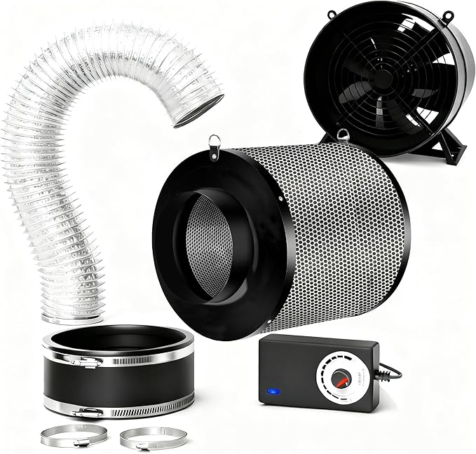 MELONFARM Air Filtration Kit, 8 Ft Ducting & Rubber Coupler, Air Cooling and by MELONFARM