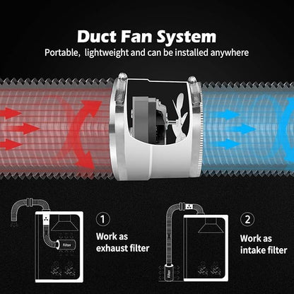 HUGOOME Inline Duct Fan 5 Inch Vent Booster, HVAC Exhaust Intake Fans 141 CFM - Image 4