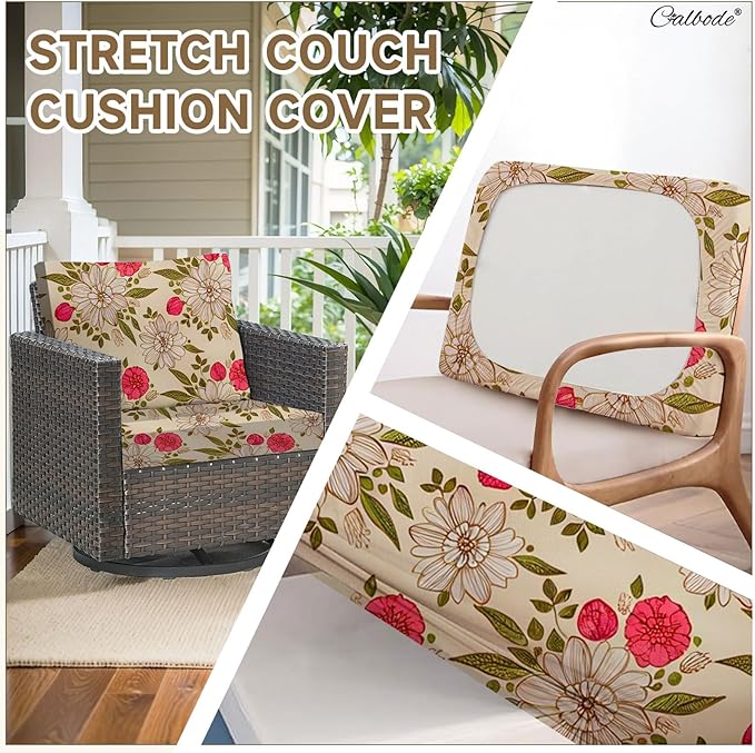 12Pcs Stretch Patio Cushion Cover, Floral Couch & Sofa Slipcovers - Image 5