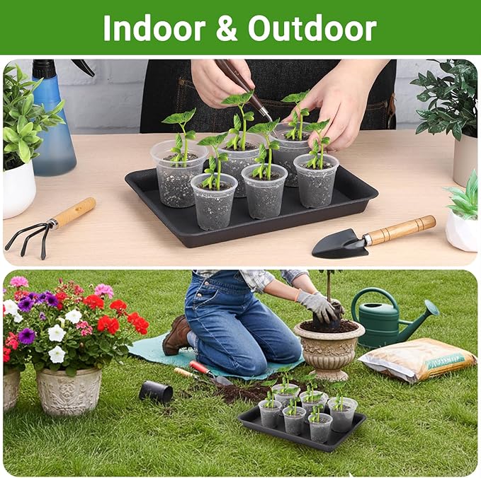 GREANER 3 Packs Plant Tray, 11 Inch Black Seed Starter Tray Rectangular - Image 7