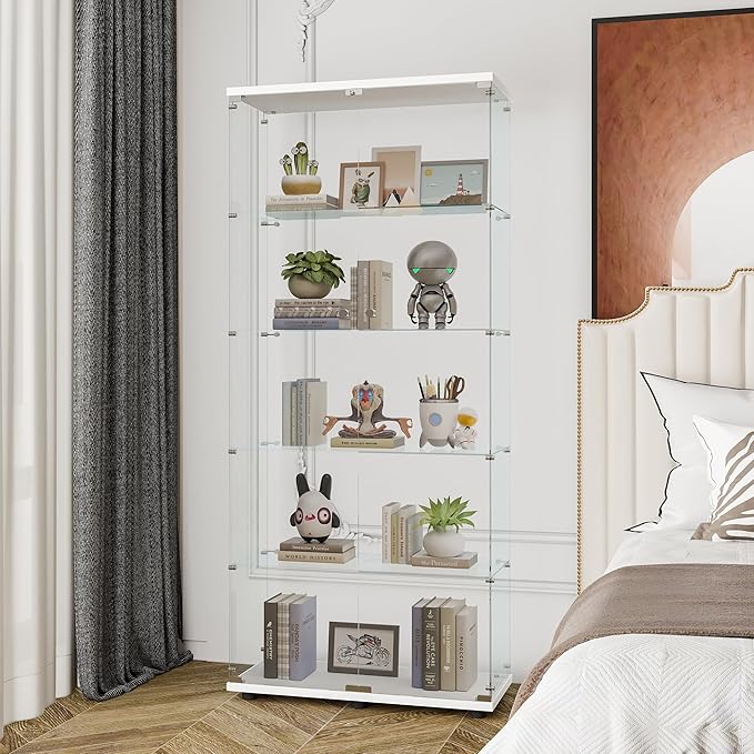 Yoluckea 5 Shelves Glass Display Cabinet - Image 3